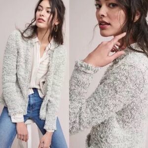 Anthropologie Ett:twa Snowflake Metallic Fringe Open Front Cardigan Jacket